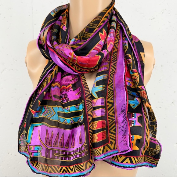 Laurel Burch Accessories - Laurel Burch Purple And Black Silk Cat Scarf 10.5 x 53”